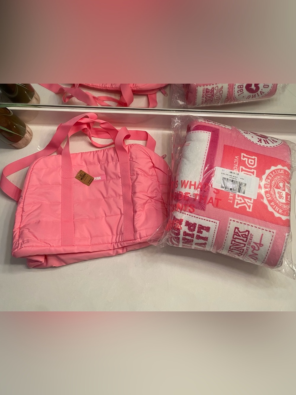PINK Victoria's Secret Quilted Duffel Bag and Blanket